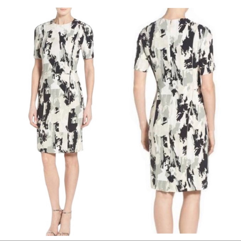 Hugo Boss Black and White Midi Dress